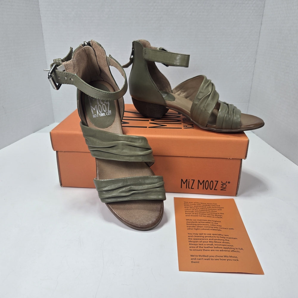 Miz Mooz Women's Cassie Ankle Strap Heel Zippered Sandals Size EU 38 US 7 Wide